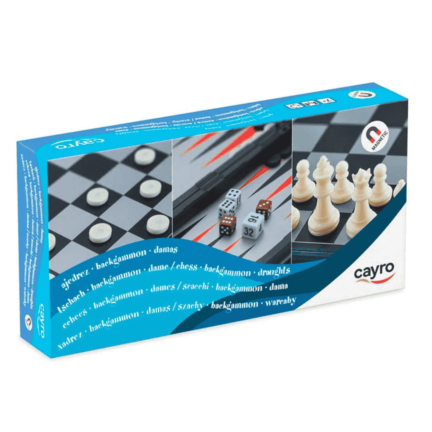 Ajedrez, Damas y Backgammon Magnético - Juego 3 en 1 de Cayro
