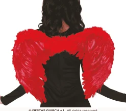 Alas de plumas rojas 60 x 50 cm – Complemento disfraz ángel o demonio Halloween y Navidad