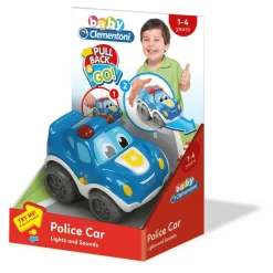 Baby Clementoni Coche Policía Retrofricción con Luces y Sonidos