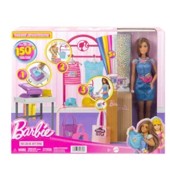 Barbie Boutique Diseña y vende Muñeca morena con tienda de ropa personalizable y accesorios, juguete