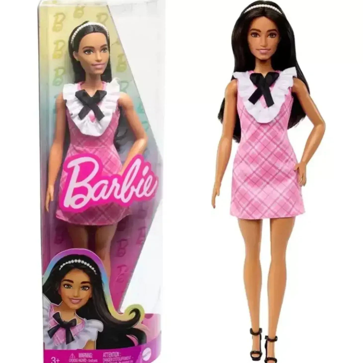 Barbie Fashionista Vestidito Tartán Rosa