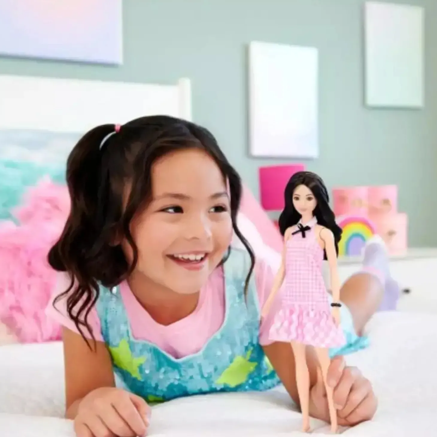 Barbie Fashionistas “Quick Curl” – Vichy rosa 65 Aniv.