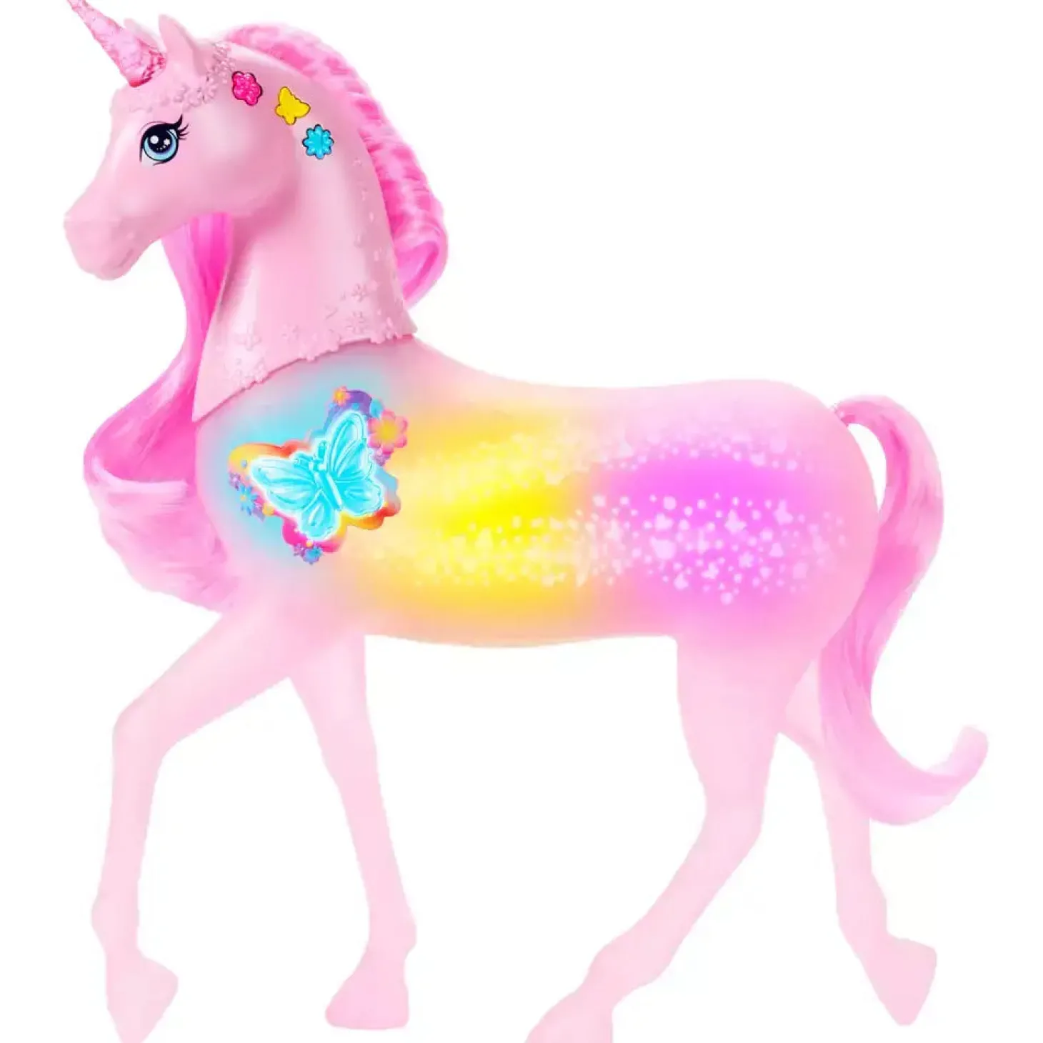 Barbie Unicornio Galopa y Brilla con 20 combinaciones de luces y sonidos