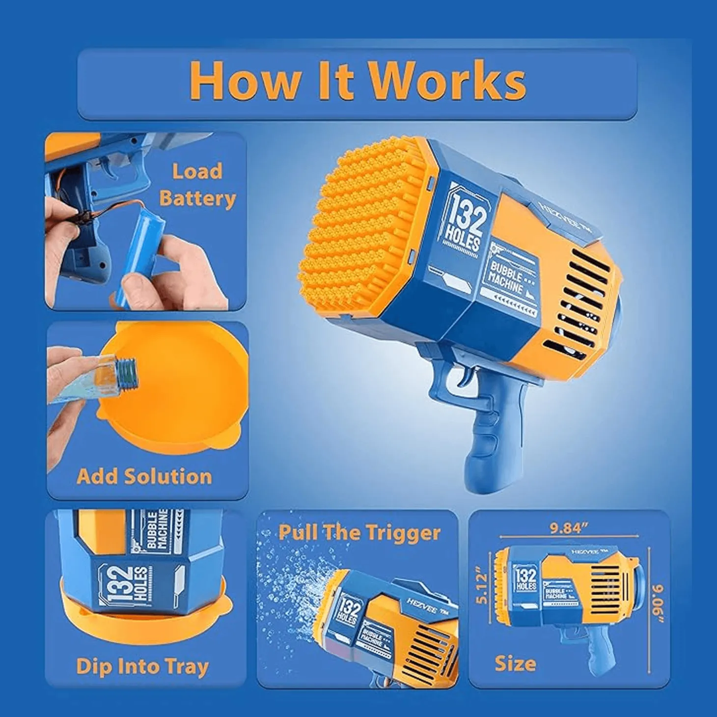 Bazooka Pistola de Burbujas de 132 Agujeros para Niños