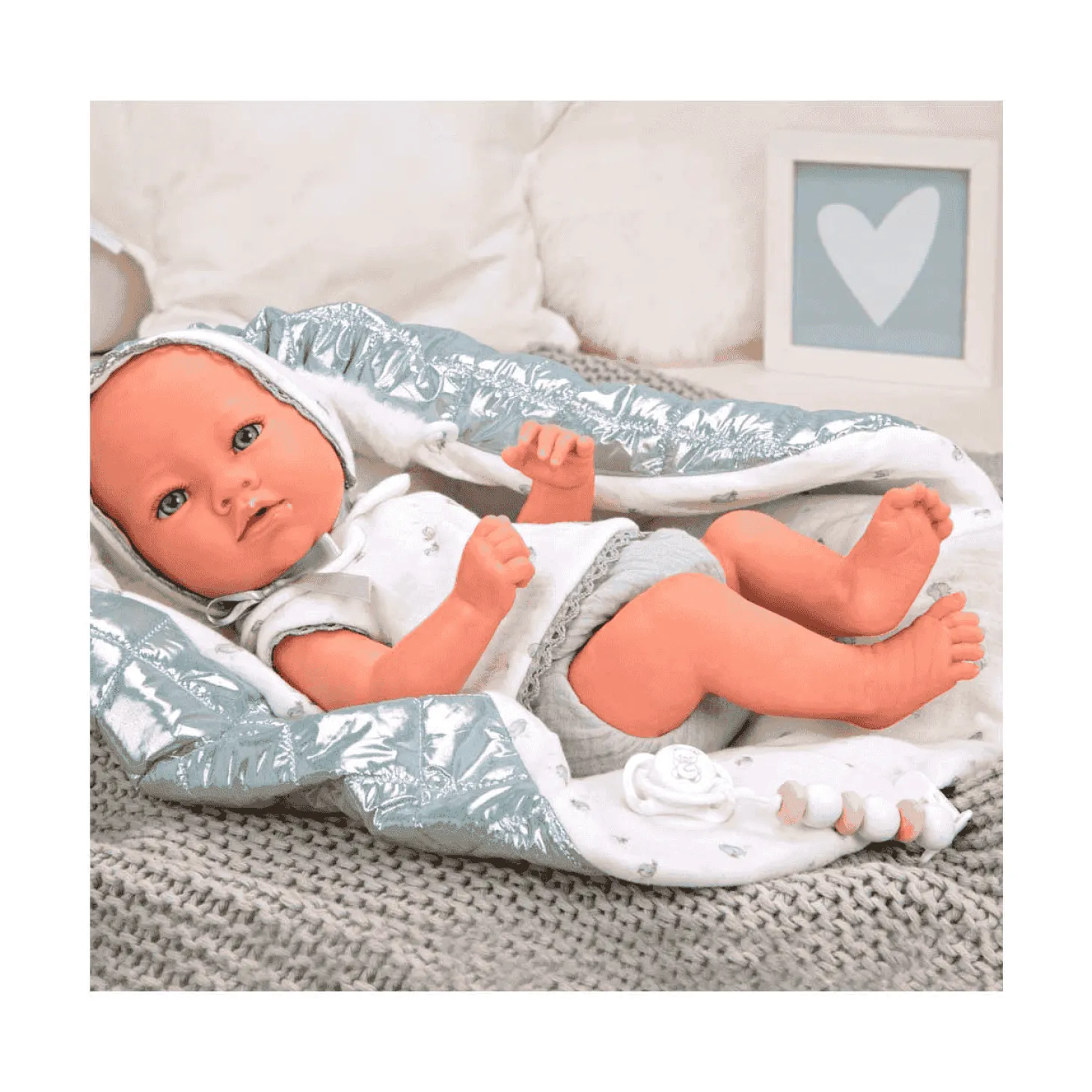 Bebé Reborn Borja gris con Manta 38 cm