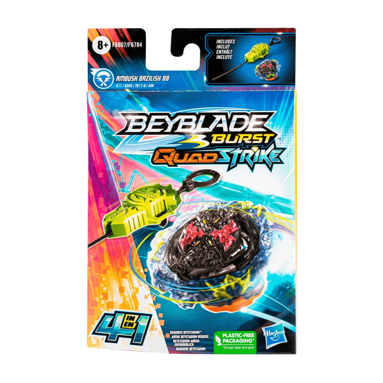 Beyblade Burst Quadstrike - Kit Inicial Con Top Ambush Bazilisk B8