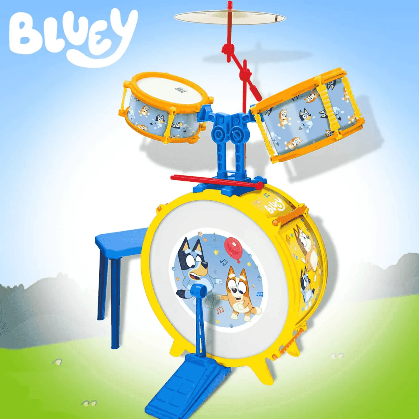 Bluey Bateria sencilla con Banqueta