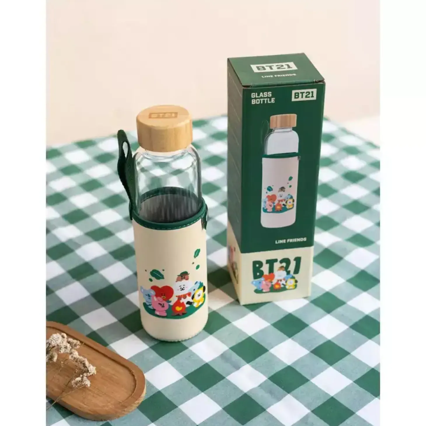 Botella de Cristal BT21 500ml con Funda de Neopreno