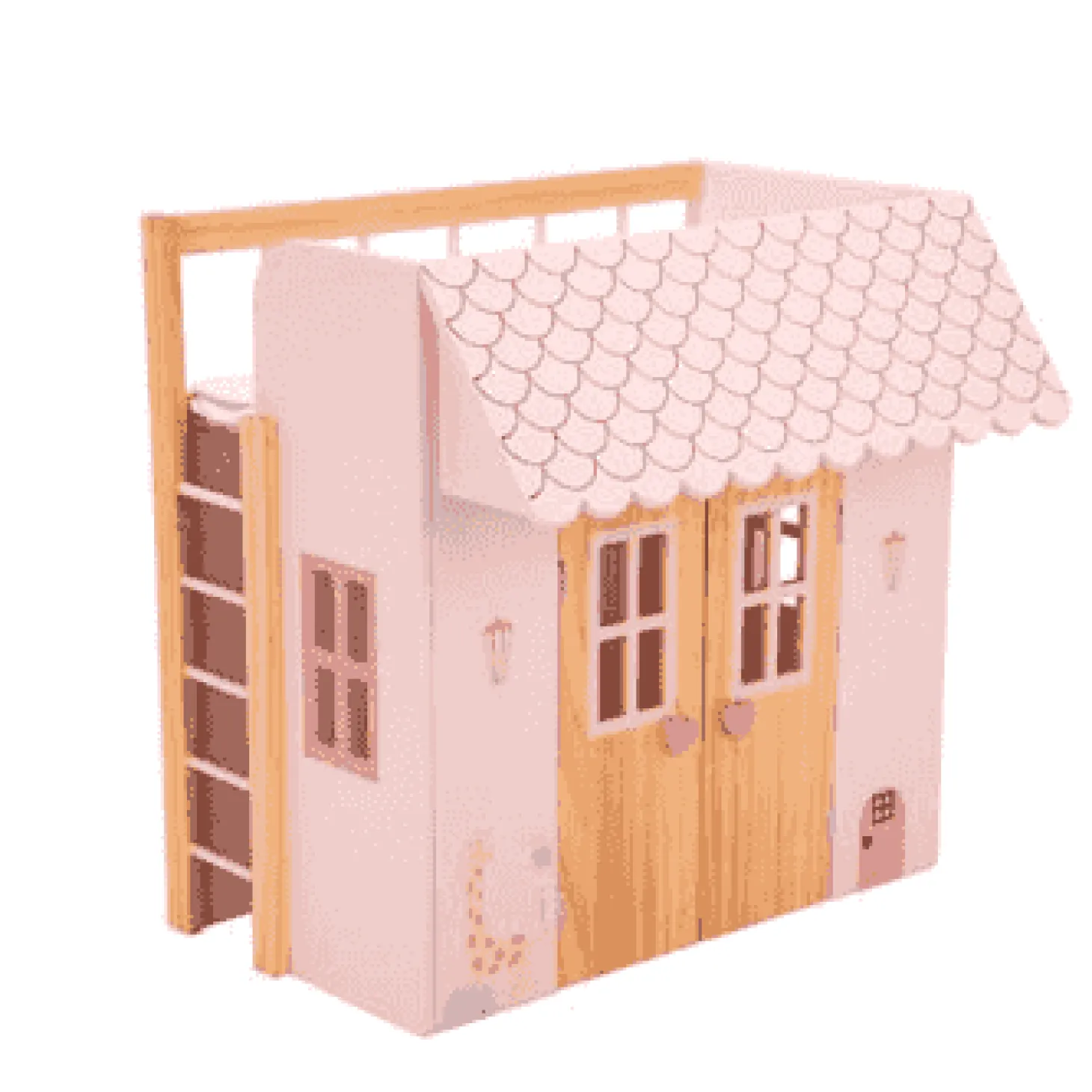 Cama-Casita Nature rosa para muñecas