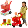 Carrito de supermercado con alimentos y muñeco
