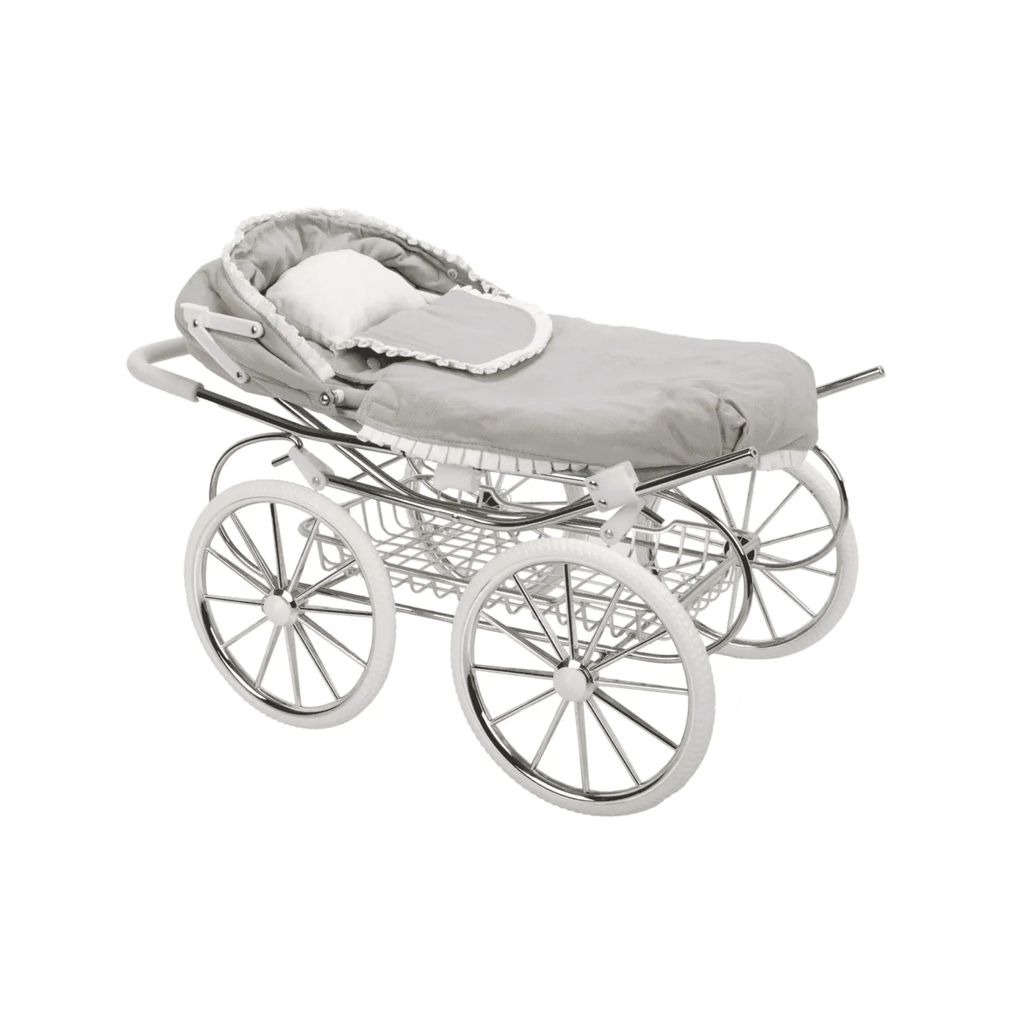 Carro de Muñecas Clásico Capota Gris con Bolso Arias