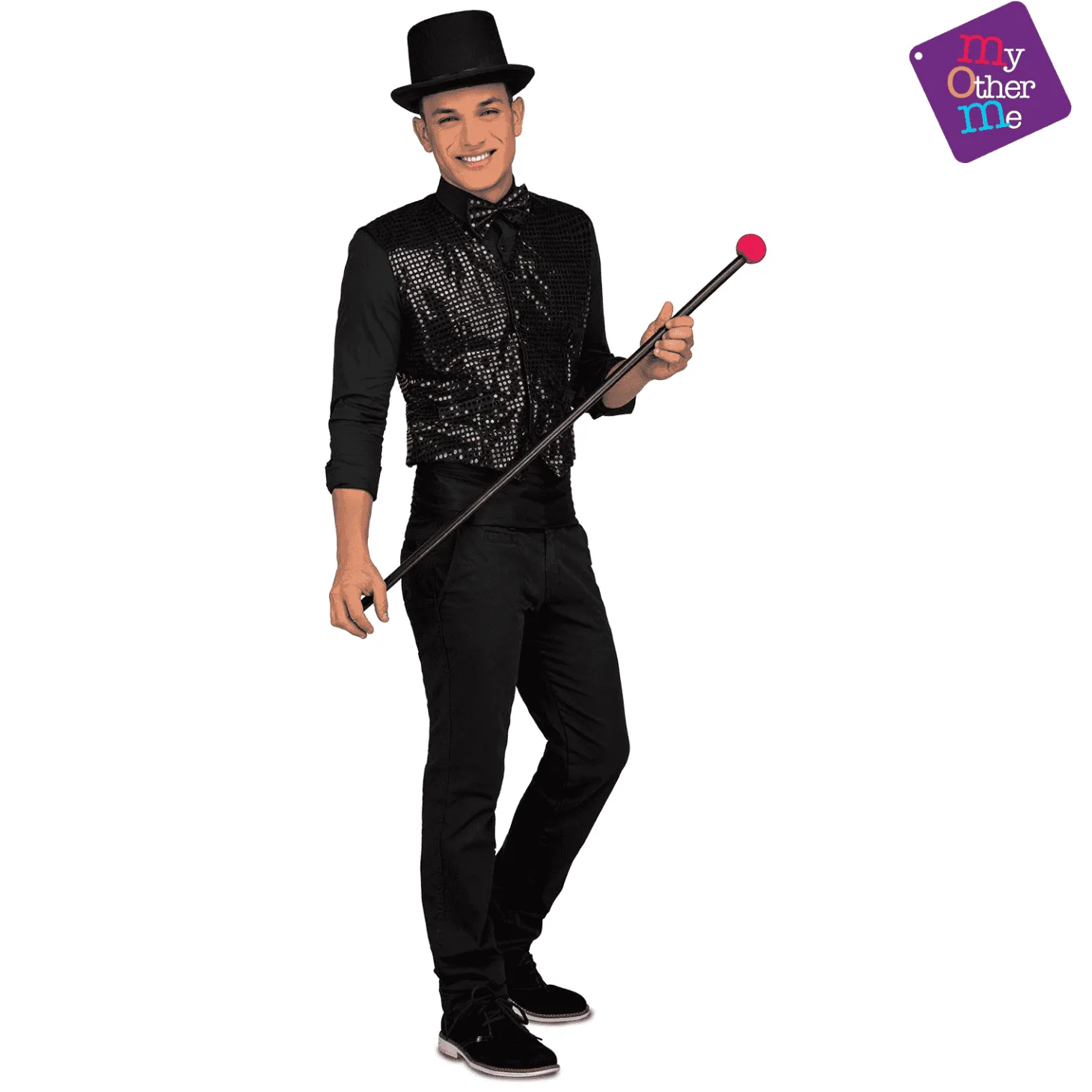 Chaleco Chaqué showman color negro para disfraz talla ML