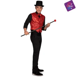 Chaleco Chaqué showman color rojo para disfraz talla ML