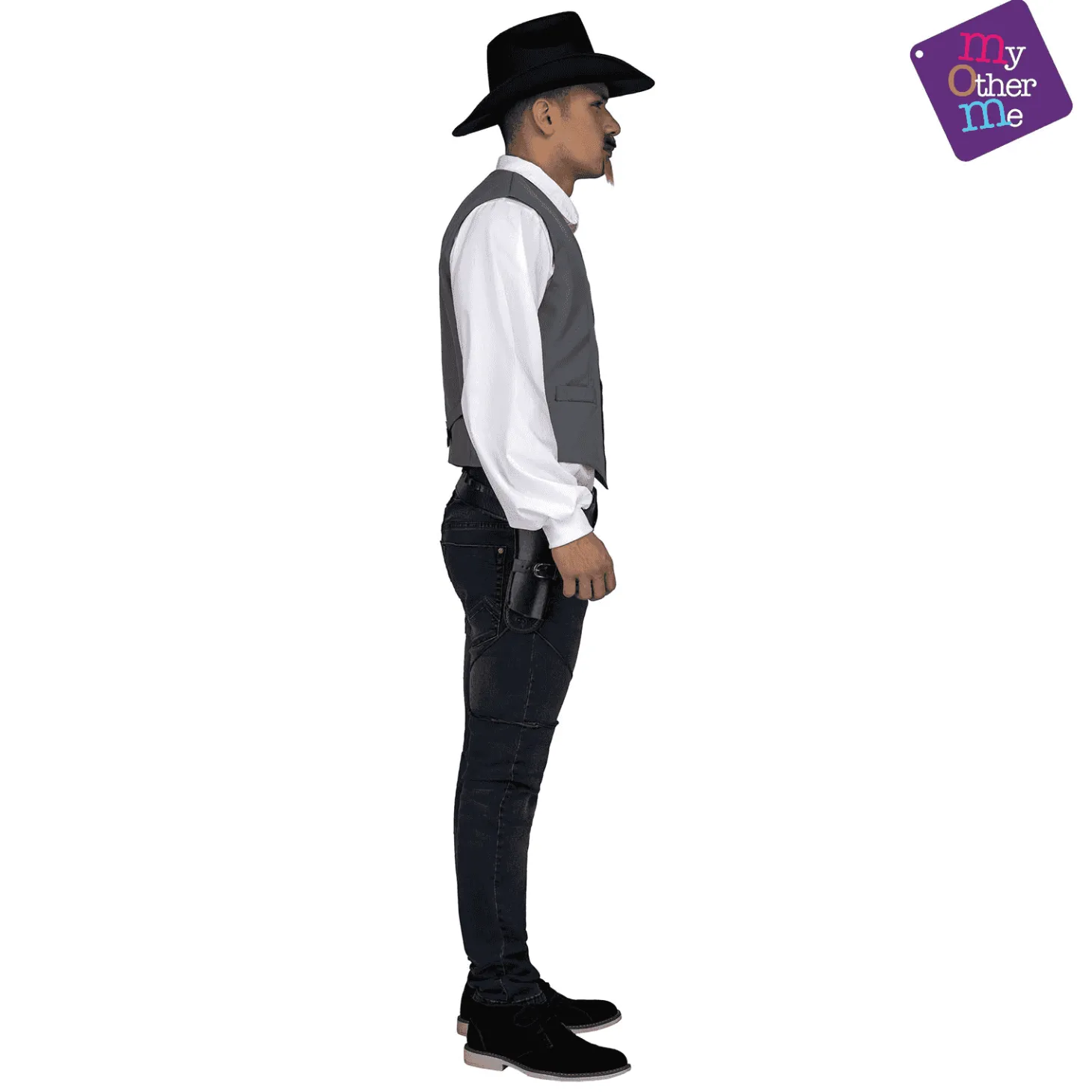 Chaleco Pistolero color gris para disfraz talla ML