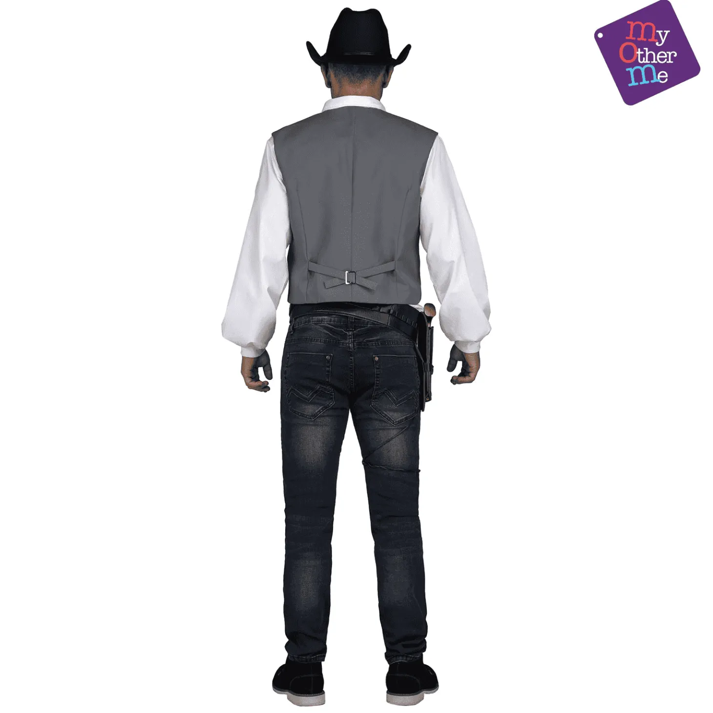 Chaleco Pistolero color gris para disfraz talla ML