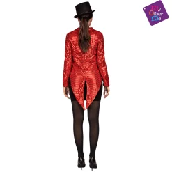 Chaqueta y pajarita Chaqué show woman color rojo para disfraz talla ML