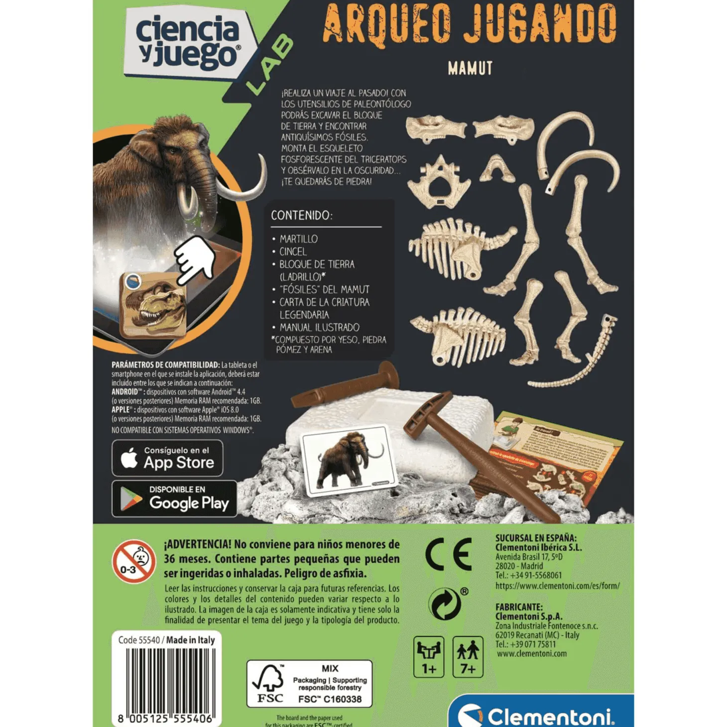 Clementoni Arqueojugando Mamut fosforescente