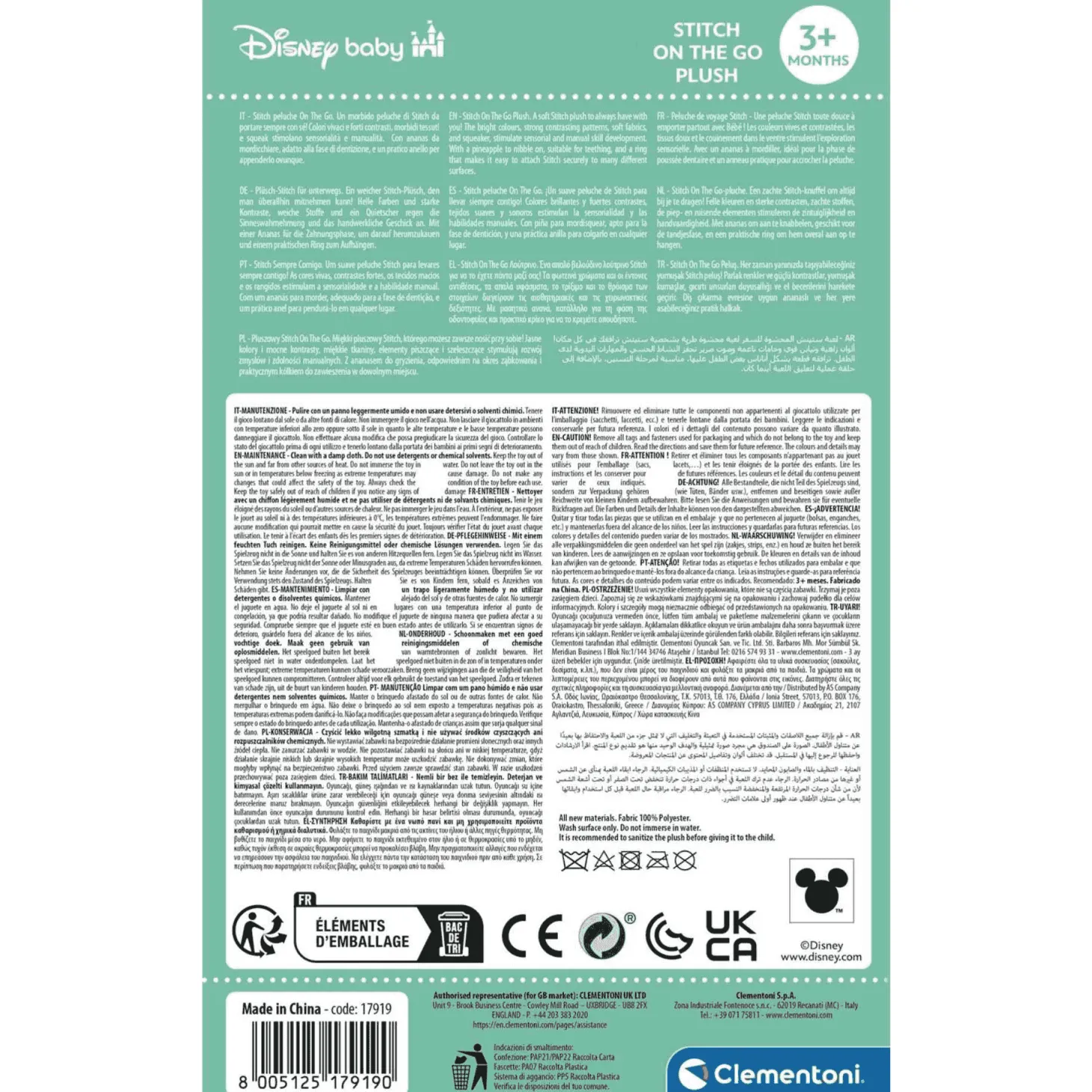 Clementoni Stitch Peluche de Viaje