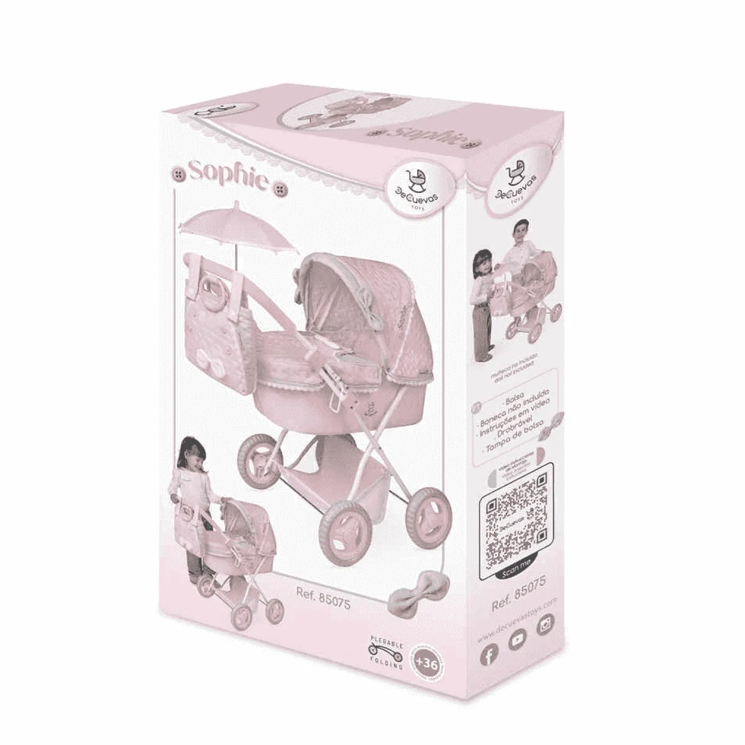 Coche de Muñecas Plegable con Sombrilla y Bolso De cuevas