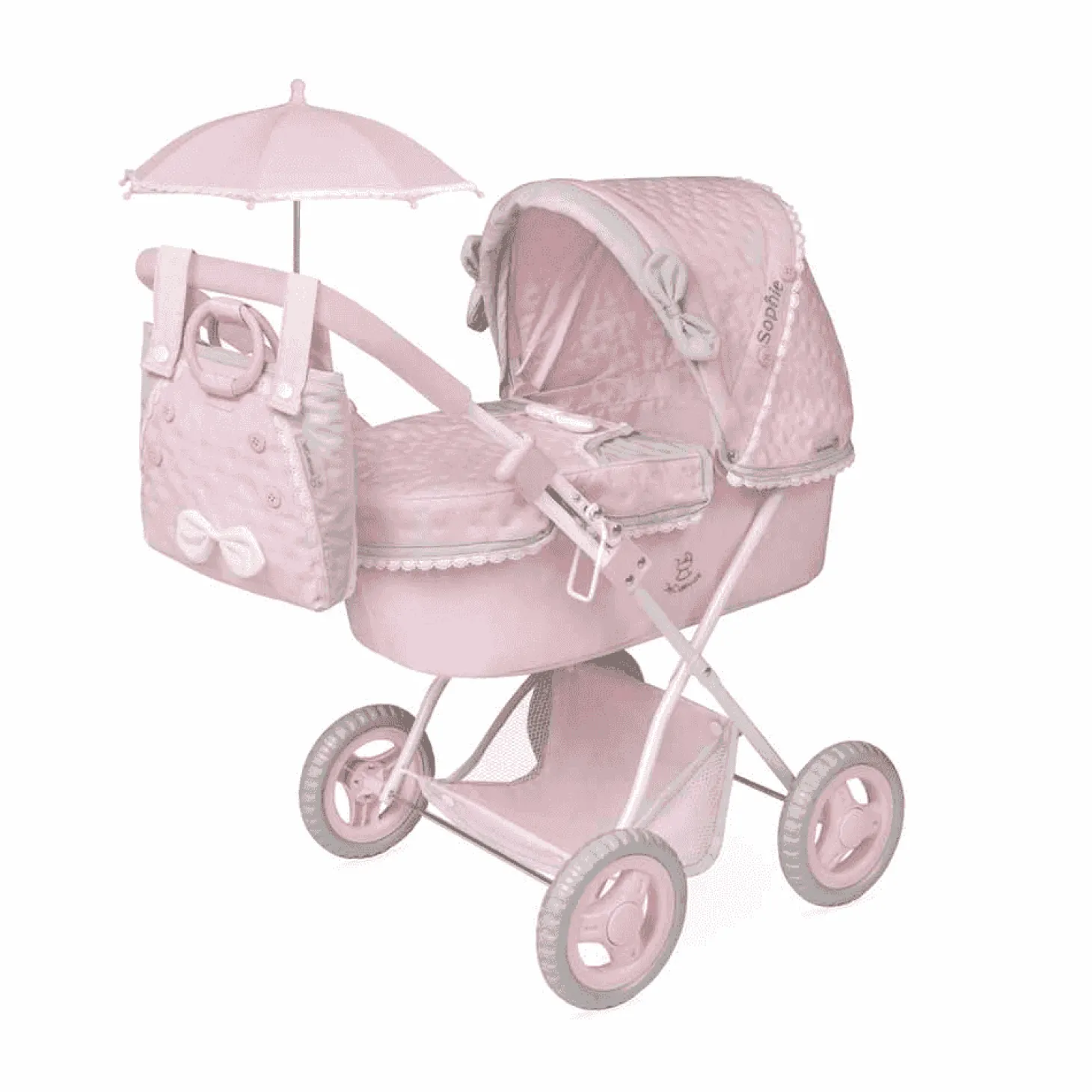 Coche de Muñecas Plegable con Sombrilla y Bolso De cuevas
