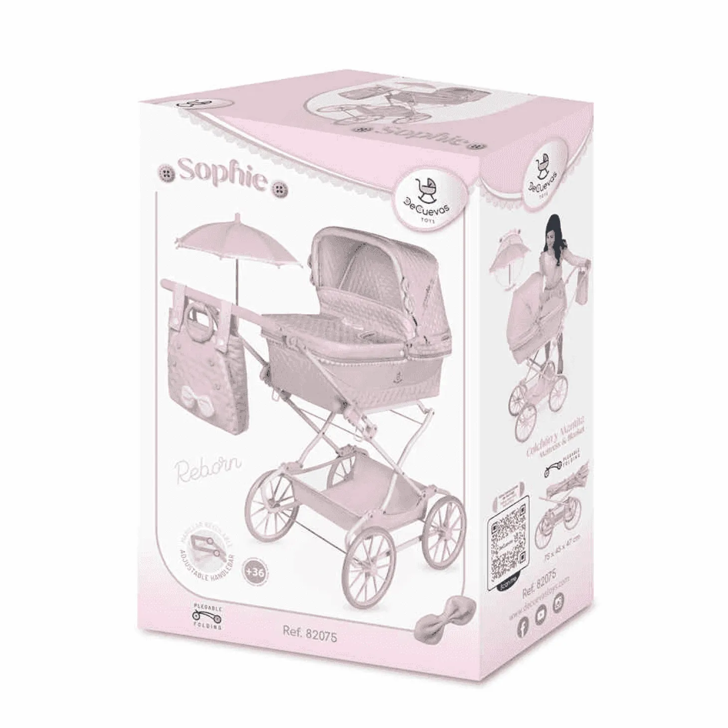 Coche de Muñecas 'Reborn' Plegable con Sombrilla y Suspensión De Cuevas