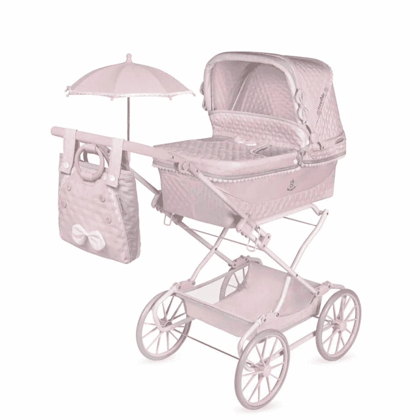Coche de Muñecas 'Reborn' Plegable con Sombrilla y Suspensión De Cuevas