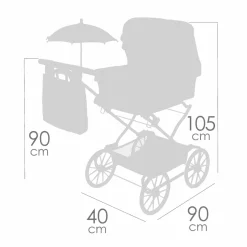 Coche de Muñecas 'Reborn' Plegable con Sombrilla y Suspensión De Cuevas