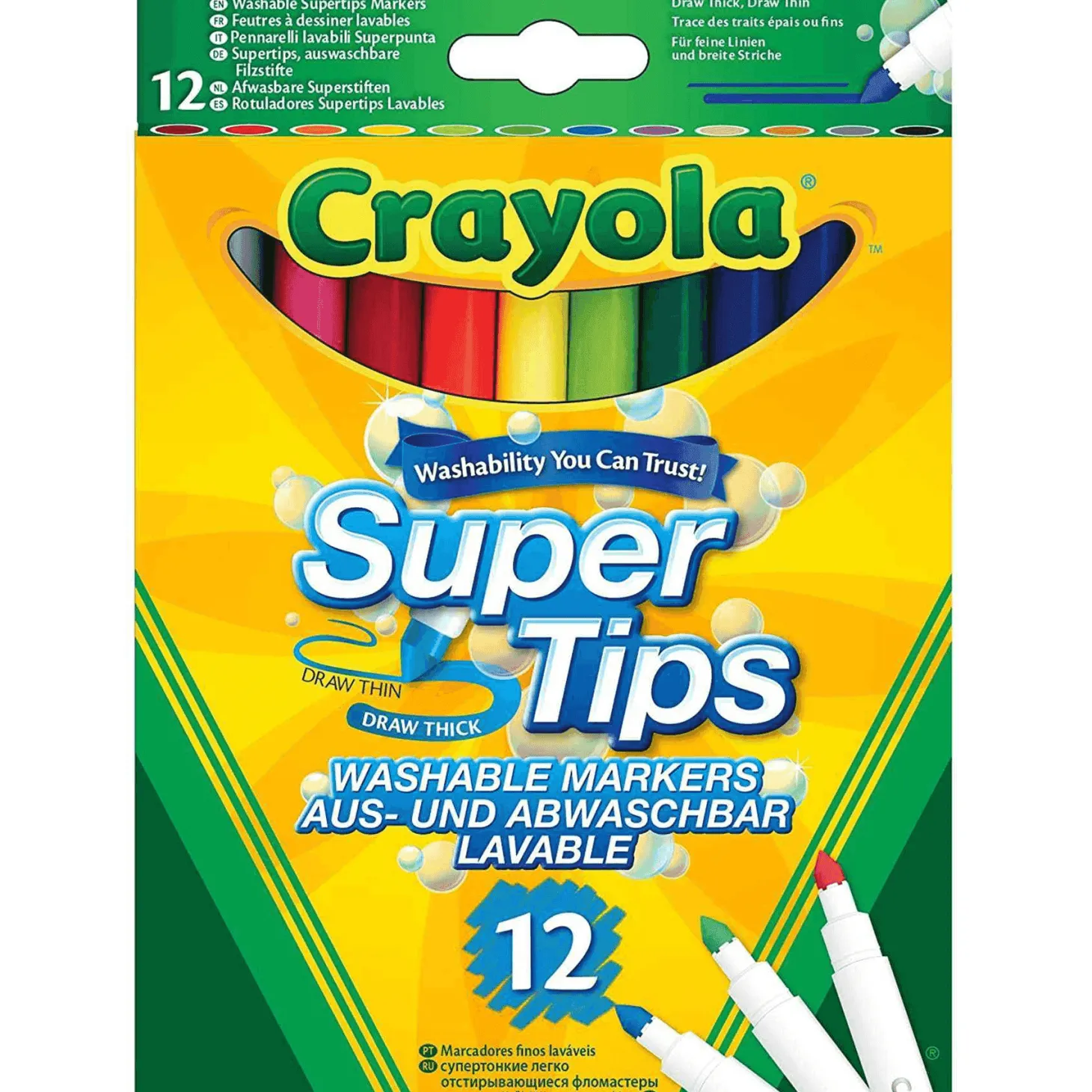 Crayola SuperPunta 12 Rotuladores de Colores Lavable