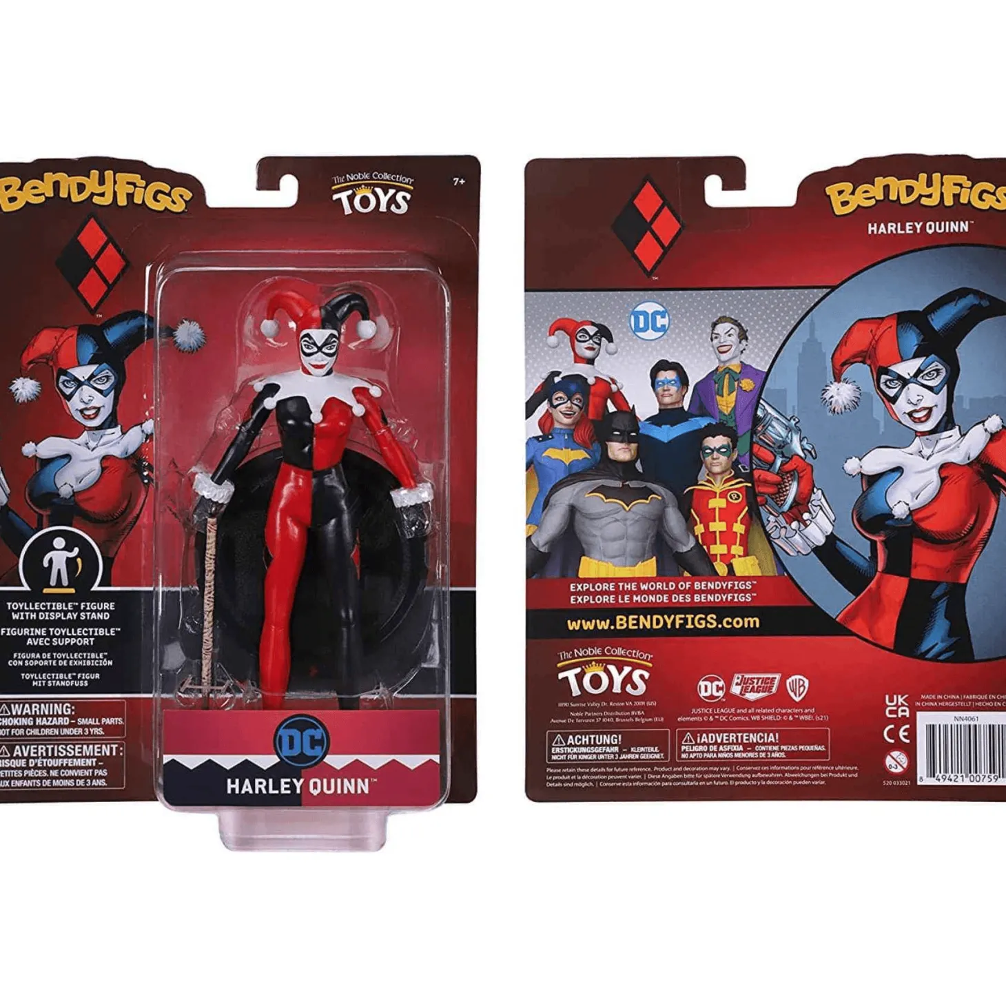DC Comics Figura Bendyfig Harley Quinn Jester Outfit 19 cm