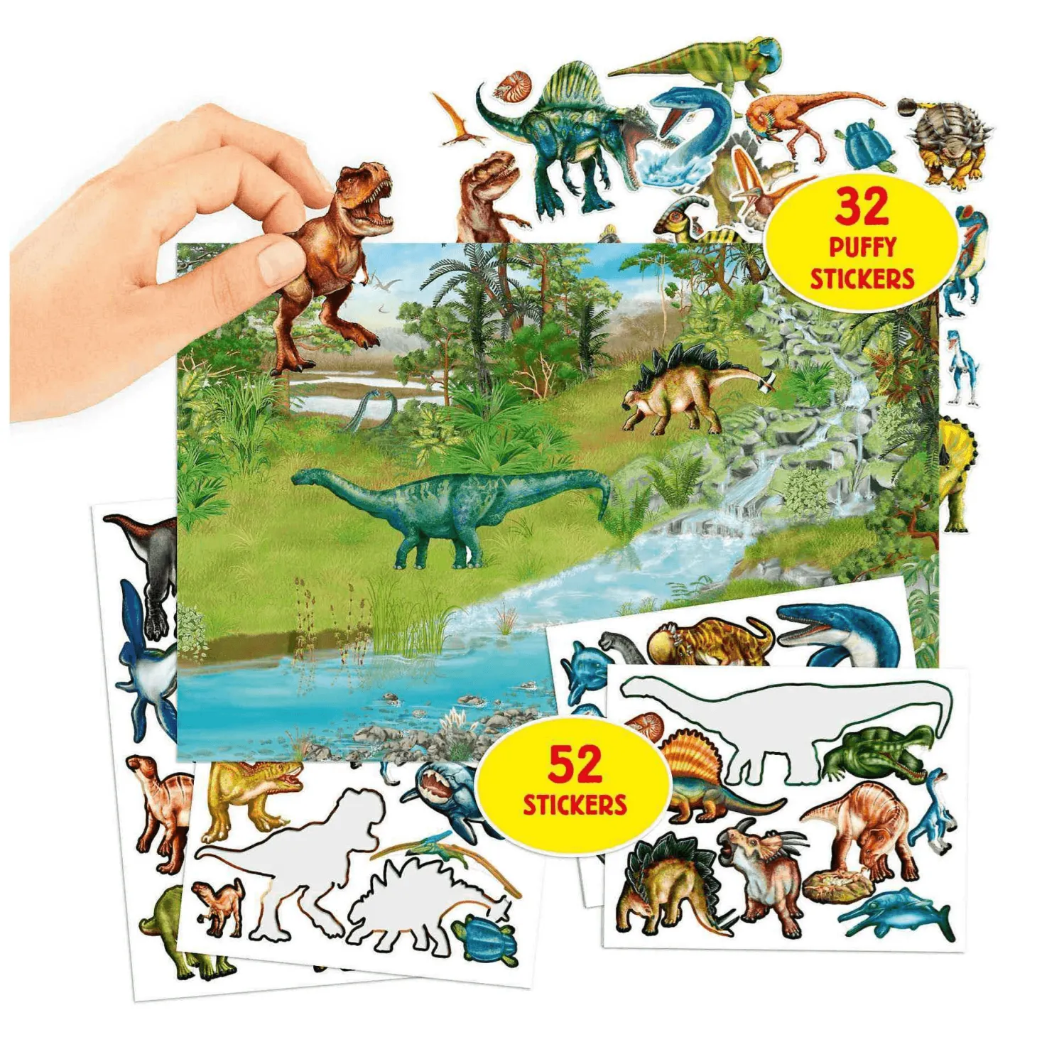 Dino World Con Pegatinas En Relieve