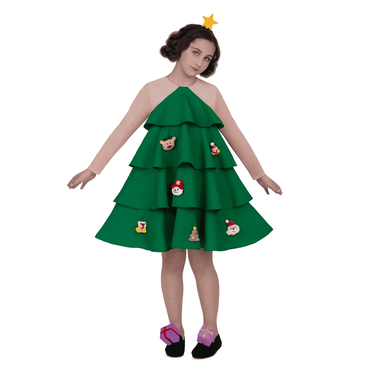 Disfraz de Arbolito de navidad de luxe 3-4 años infantil