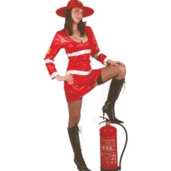 Disfraz De Bombera Adulto Vestido Rojo