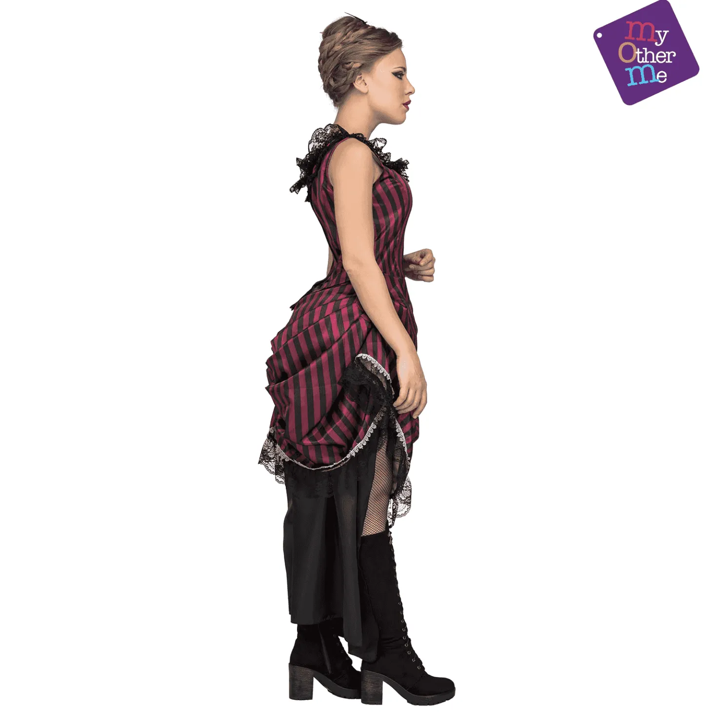 Disfraz de Chica saloon rosa adulto talla ML