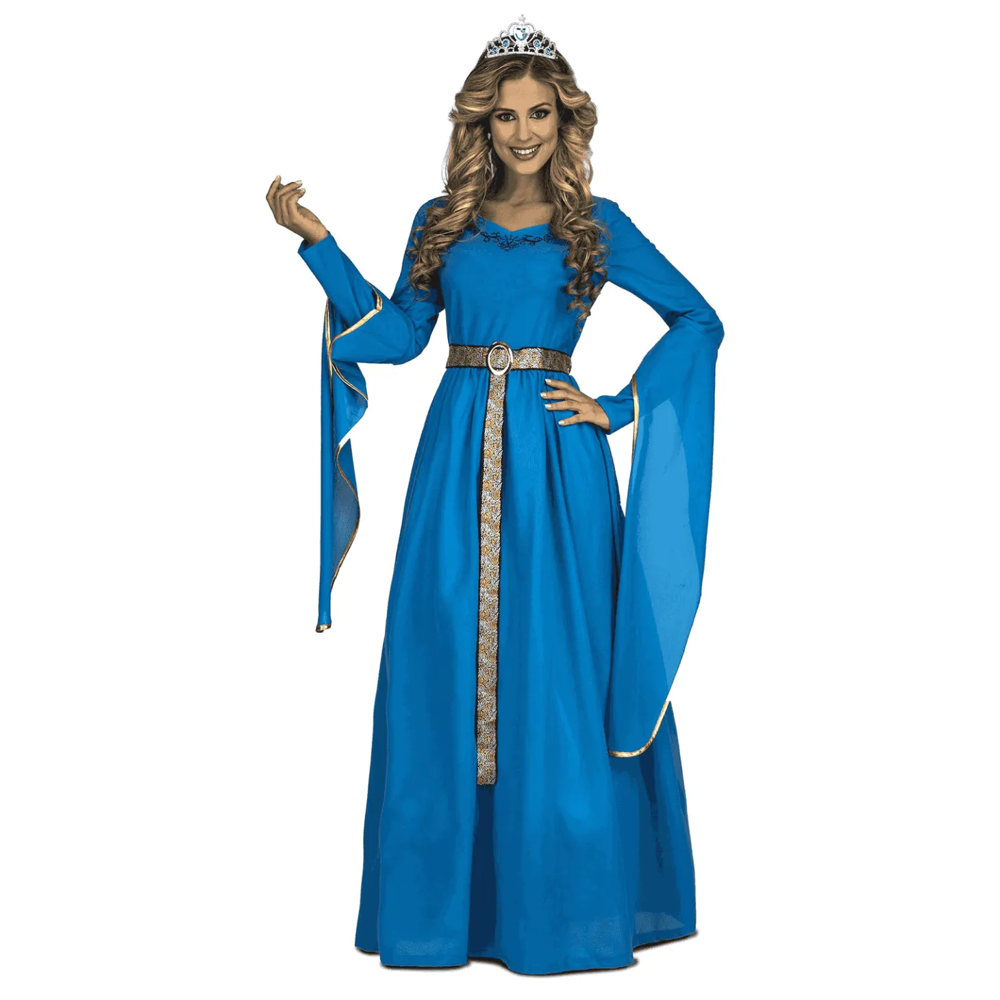 Disfraz de Princesa medieval azul adulto talla XXL