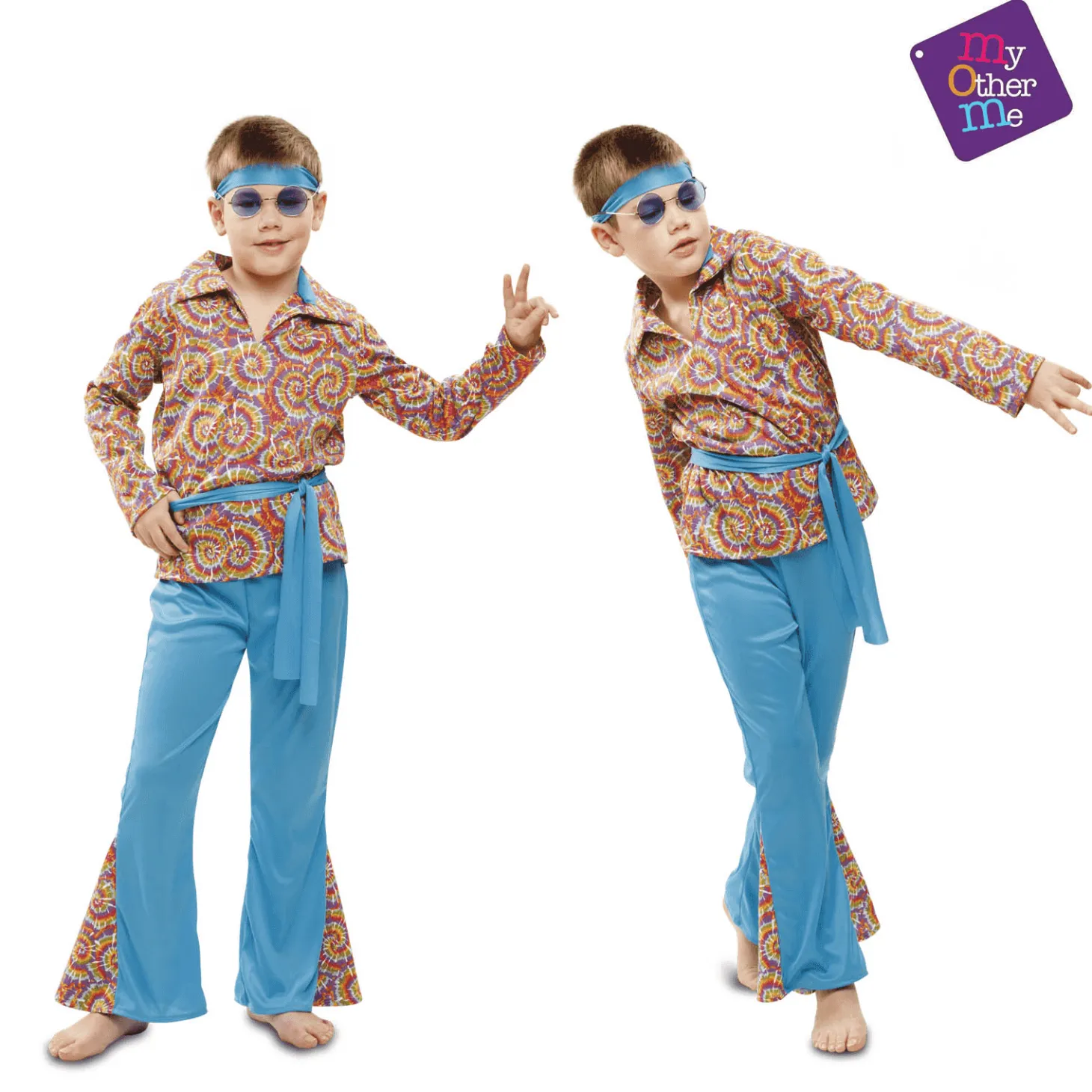 Disfraz de Psychedelic hippie 7-9 años infantil