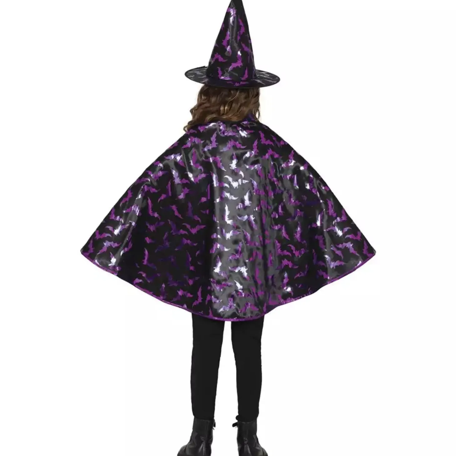 Disfraz Halloween Infantil Bruja Capa Y Sombrero 50 cm