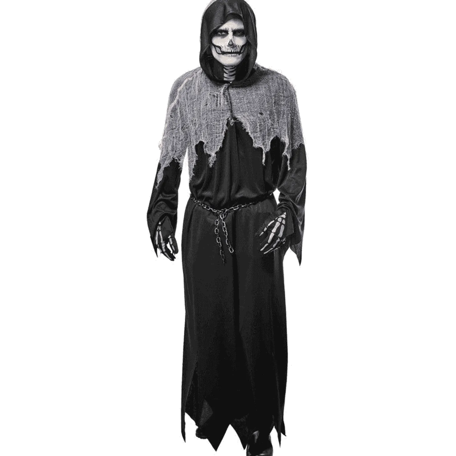 Disfraz Infantil Esqueleto Terror – Con Capucha y Capa Desgastada