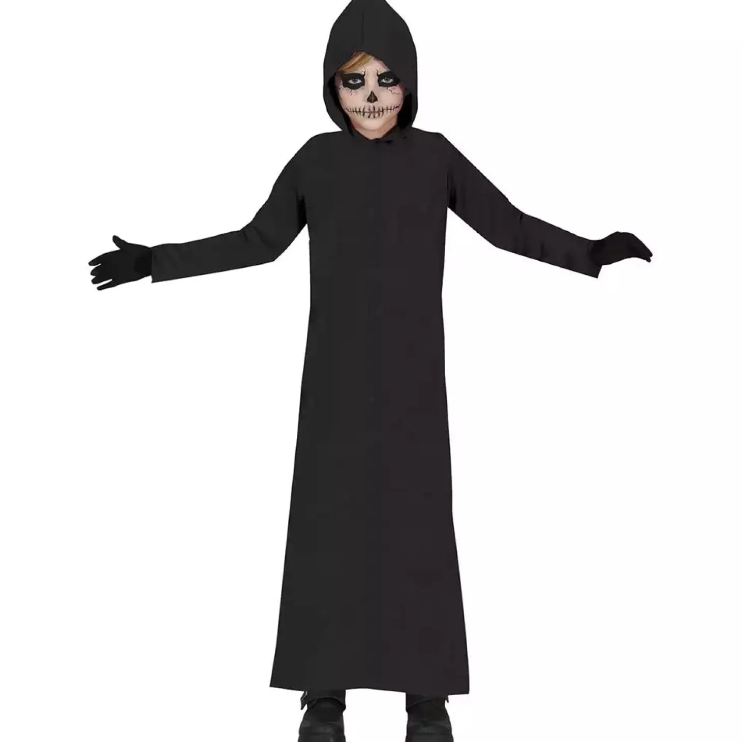 Disfraz Infantil Túnica Capucha Negra T. 7-9