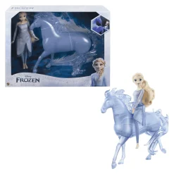 Disney Frozen 2 Elsa y Nokk Muñeca rubia con vestido y caballo de juguete 3 años (Mattel HLW58)