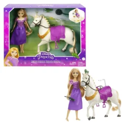 Disney Princess Rapunzel y Maximus Muñeca princesa con caballo de juguete 3 años (Mattel HLW23)