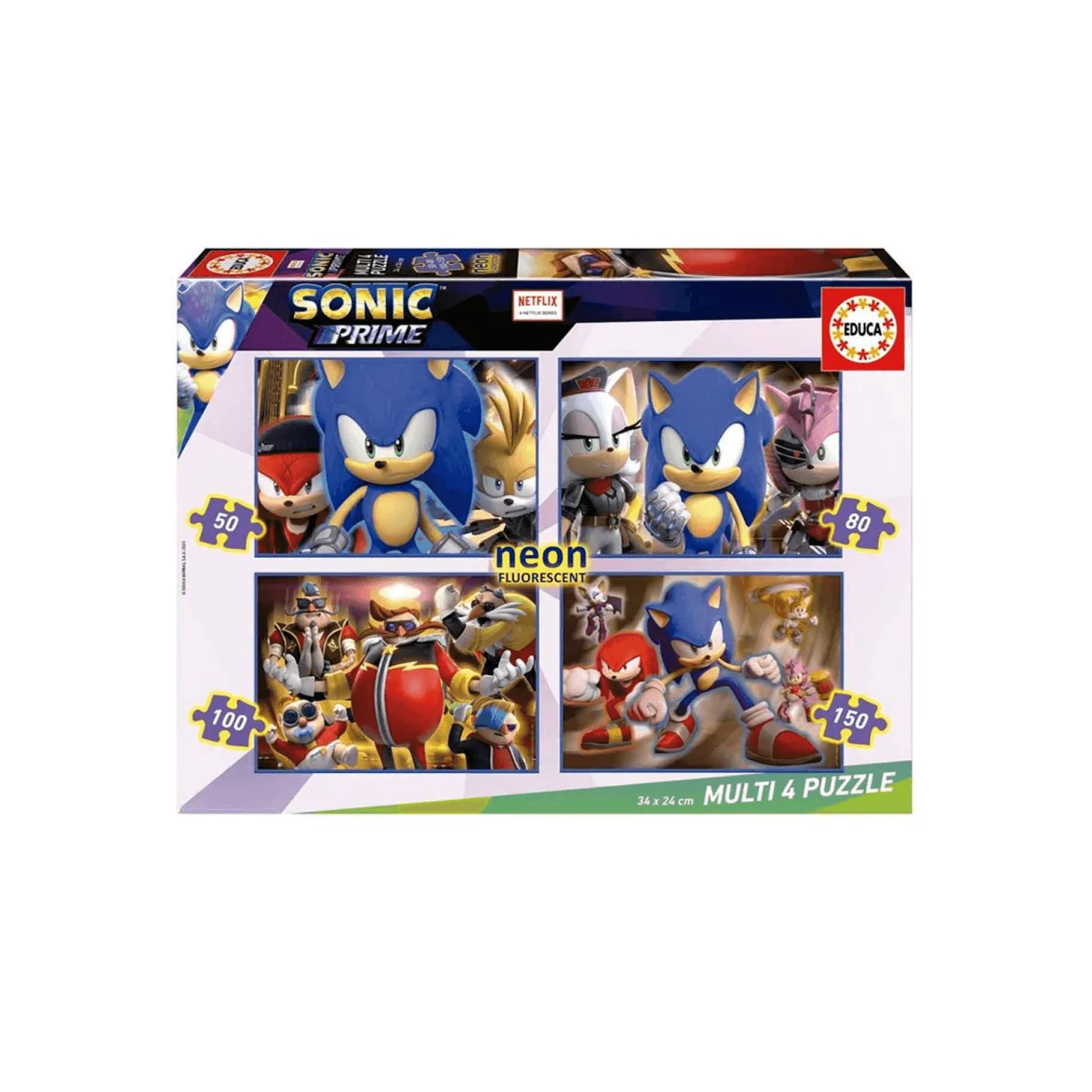 Educa Puzzle Multi 4 50-80-100-150 Sonic Neon