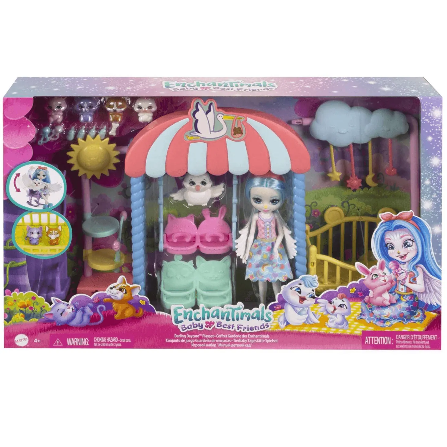 Enchantimals Baby BFFs Guardería Starley Stork Muñeca y set 4 años