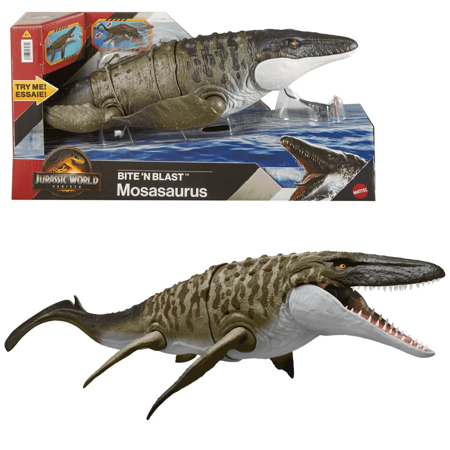 Figura de acción Mosasaurio Mordedor + Dilofosaurio – Jurassic World Rebirth