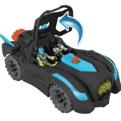 Fisher-Price Imaginext DC Super Friends Batmóvil Power Reveal Coche de juguete con luces ultraviolet