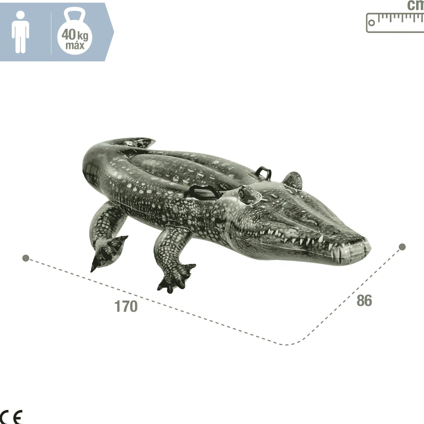 Flotador Ride-On Cocodrilo Hinchable Intex 170x86 cm