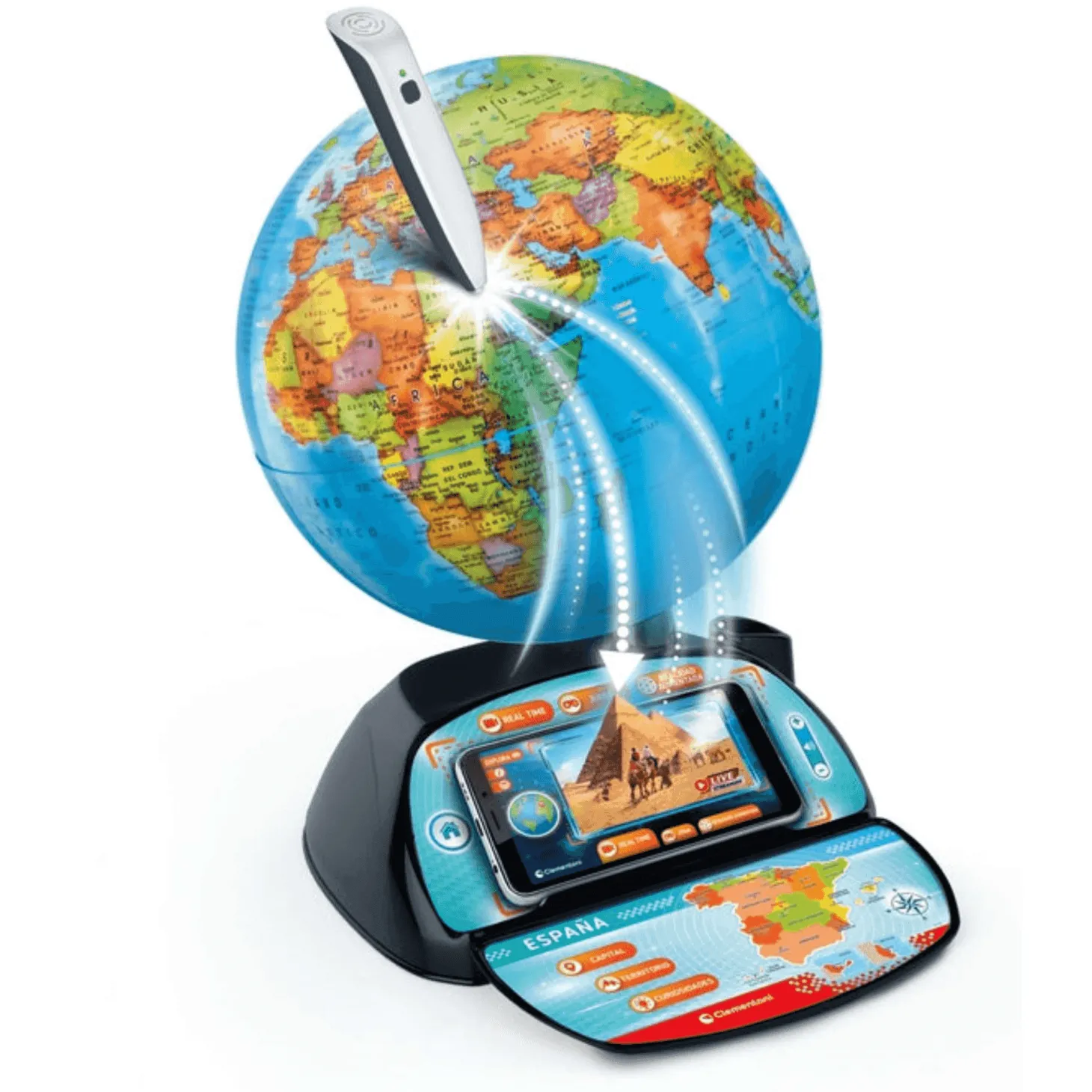 Globo Interactivo Real Time Clementoni | Aprende Geografía con Realidad Aumentada | Desde 7 Años