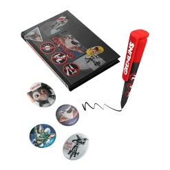 Gremlins Set de Papeleria en caja VHS con Libreta Chapas y Bolígrafo