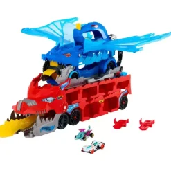 Hot Wheels Dragón Transportador con Ataque Doble – Pista transformable con 2 coches
