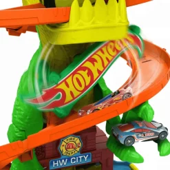 Hot Wheels Jurassic World T-Rex Estación de Bomberos