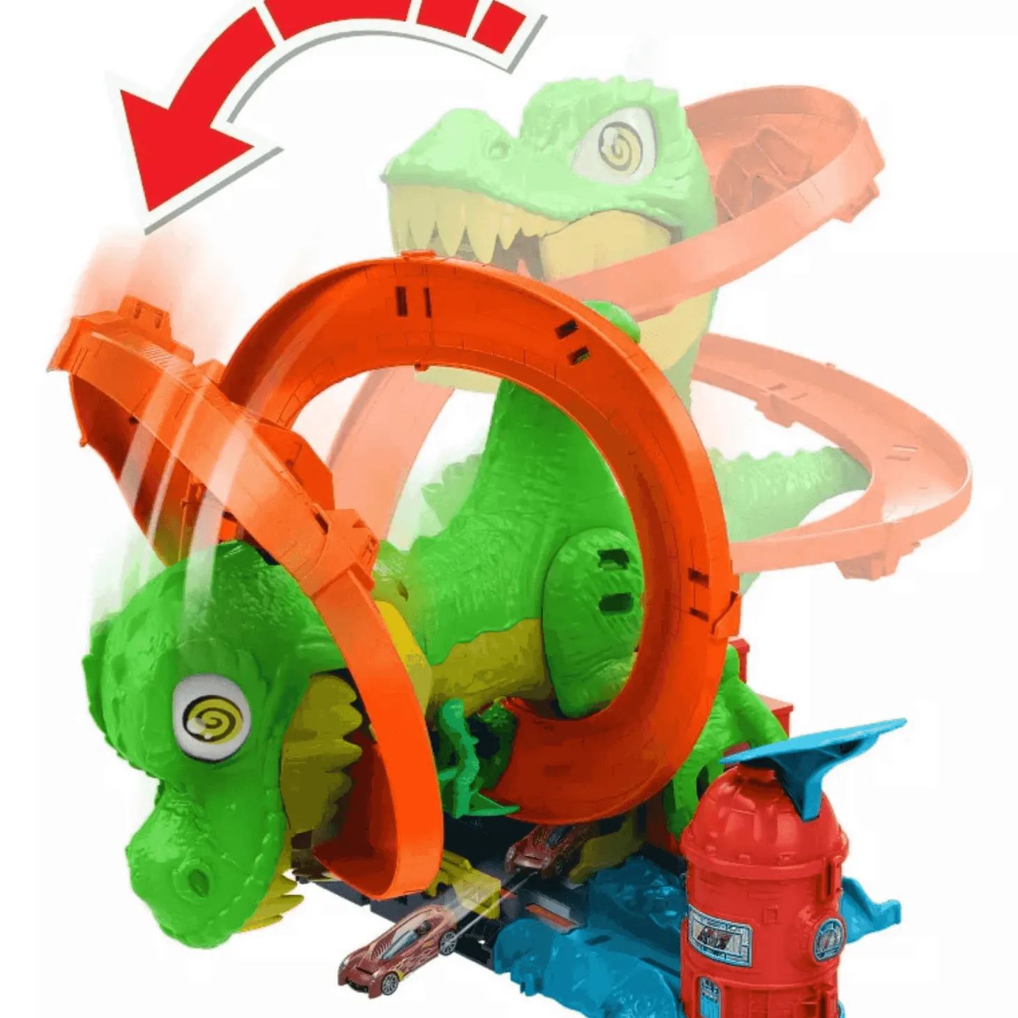 Hot Wheels Jurassic World T-Rex Estación de Bomberos